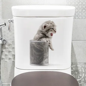 Pet котка тоалетна капак стикер самозалепващи баня декорация карикатура сладък горещо продажба