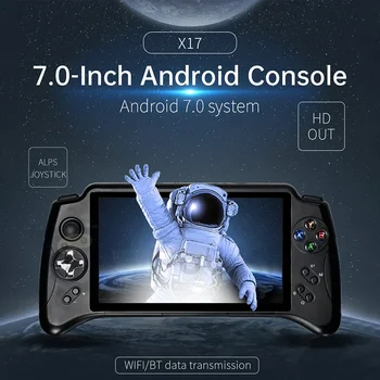 Powkiddy New X17 Android Handheld 7-инчов сензорен голям екран Handheld PSP игра DC / Ons / Ngpmd аркада поддържа множество платформи