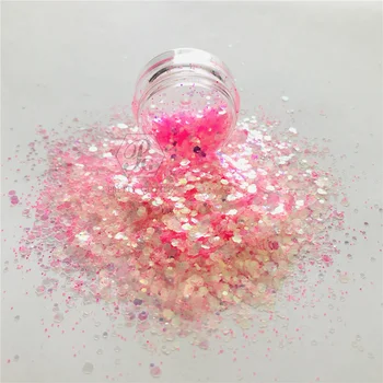 PrettyG 1 Box High Sparkle Iridescent Chunky Mixes Glitters Opal Sequins for DIY Making Art Craft Nail Makeup Decoration CHM