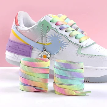 Rainbow връзки за обувки 8MM ширина еластични връзки за маратонки обувки за бягане детски възрастни цветни обувки аксесоари 80/100/120/150CM