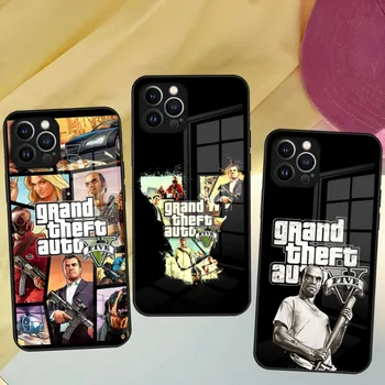 Rockstar Gta 5 Grand Theft Auto калъф за телефон за Iphone 14 12 11 13 Pro Max Mini X 8 Xr Xs 7 Puls 6 стъкло