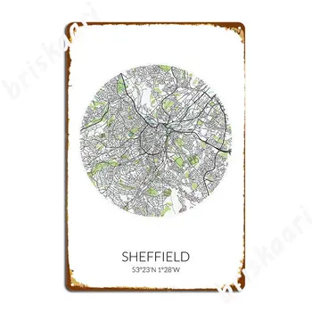 Sheffield Circle City Map Метална табела Декорация Кръчма Гараж Плакат Кино Кухня Калай Знак Плакат