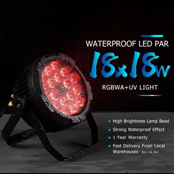  SHEHDS 4 / 2pcs водоустойчив LED 18X18W RGBWA + UV Par светлини Цветно смесване Flash IP65 за открито сценично шоу Сватбено парти DJ дискотека