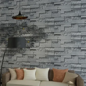 Slate камък тухла ефект миещи се винил PVC стена хартия хол фон стенни тапети декор papel de parede