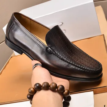 Slip on Casual Business Shoes for Man 2023 Гореща продажба Мъжка обувка голям размер 43 44 45 46 Оригинални кожени мъжки обувки Мъжки обувки за мокасини