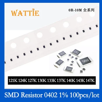 SMD резистор 0402 1% 121K 124K 127K 130K 133K 137K 140K 143K 147K 100PCS / партида чип резистори 1 / 16W 1.0mm * 0.5mm