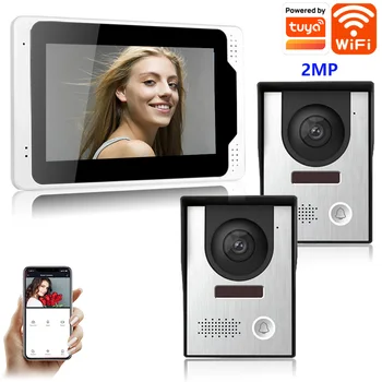 SYSD WIFI видео звънец 7 инчов сензорен екран Tuya Smart Intercom за дома с 1080P камера отключване