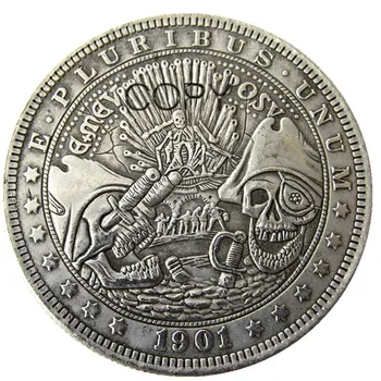 US 1901 Морган долар череп зомби скелет Посребрени копирни монети HB18