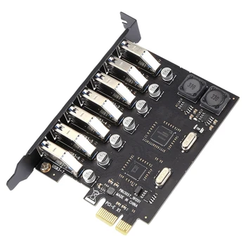 USB 3.0 PCI-E разширителна карта адаптер 7 порта USB 3.0 хъб адаптер външен PCI-E разширител PCI експресна карта за десктоп