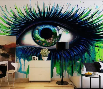 wellyu Персонализиран фото тапет 3D паун сини мигли боядисани абстрактни живопис с маслени бои papel de parede тапети домашен декор