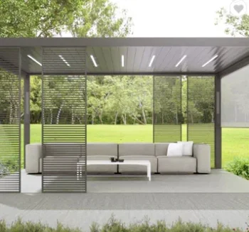 алуминиев модерен автоматичен вътрешен двор открит навес беседка биоклиматична градина пергола жалузиен покрив