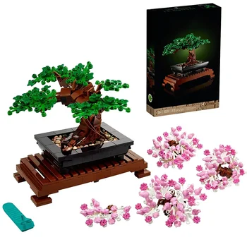 бонсай дърво цвете букет вечен градивен блок тухли модел декорация дома растение саксия подарък детски комплект съвместим 10281