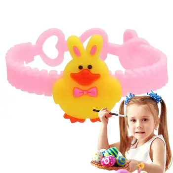 Великденска гривна за деца Регулируема празнична PVC маншет за великденска дейност Великденски яйца Stuffer Party Supplies Великденски подаръци за