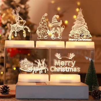 Весела Коледа Нощна светлина Коледни орнаменти Дядо Коледа Коледна украса 2023 за дома Навидад Коледни подаръци Нова година 2024