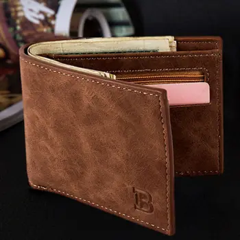 Висококачествен луксозен мъжки малък тънък мек кожен портфейл с джоб за монети с цип RFID къс тънък мъжки портмонета притежател на кредитна карта