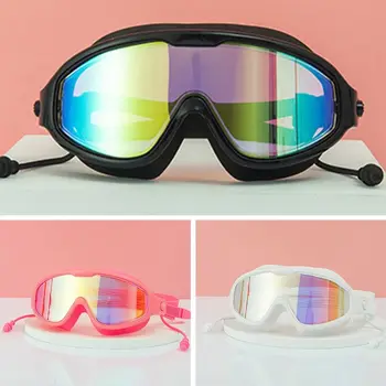 Водоустойчиви очила за плуване за възрастни против мъгла Очила за плуване с широка рамка с висока разделителна способност с тапи за уши Очила