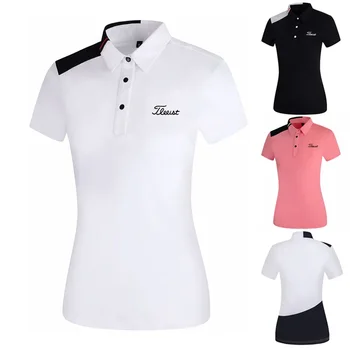 Дамска голф тениска Летни спортове голф облекло къс ръкав риза бързо сухи дишащи поло ризи за дами