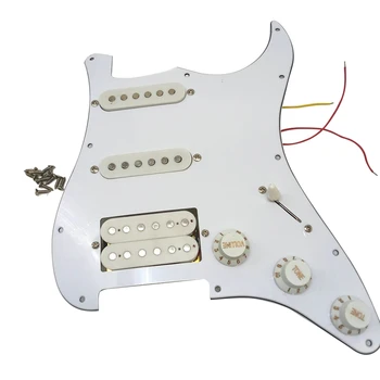 Електрическа китара Pickguard пикапи заредени предварително жични драскотина събрание 11 дупка SSH бял