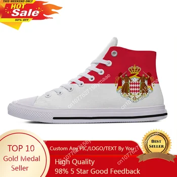 Емблема на флага Монако армия ново пристигане мода лек висок връх платно обувки мъже жени ежедневни обувки маратонки класически борда обувки
