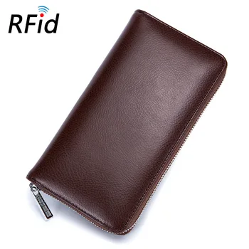 естествена кожа 36 слота RFID карта притежателя дълги портфейли чанта телешка съединител монета чанта ключ червило телефон торбичка случай за жени