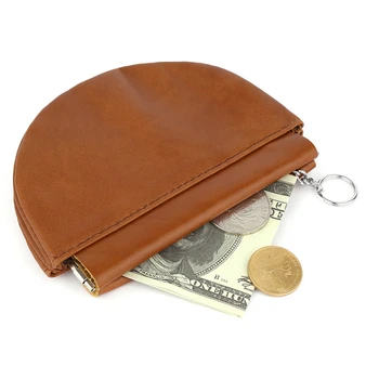 естествена кожа монета чанта за жени мъже малък плътен цвят сгъваема сладък пари чанта кредитна карта притежателя пътуване мини портфейл