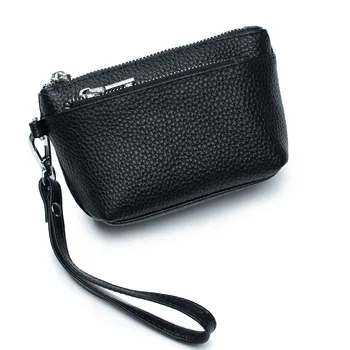 Естествена кожа портфейл чанти за жени замърсени малка чанта луксозен дизайнер женски пратеник цип джоб