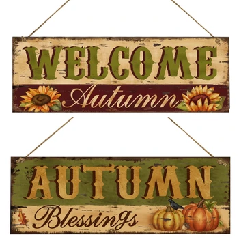 за творчески дървени плакети знак реколта фестивал тиква стена съвет висящи орнаменти есен есен декорация на дома