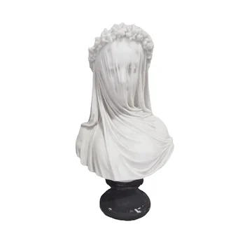 Забулена моминска бюст Статуя Готически Домашен декор Абстрактен Скулптура от бяла смола Статуя на богиня Занаяти Домашна естетика