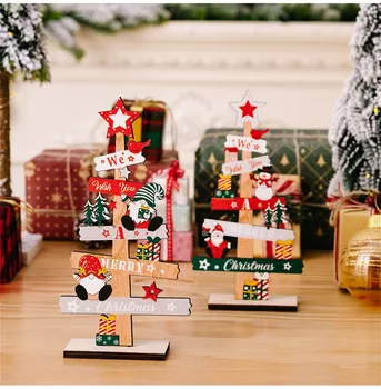 Здрав екологичен дървен орнамент Коледно дърво Коледна украса Домашен декор Направи си сам маса Дървено дърво Navidad 2023