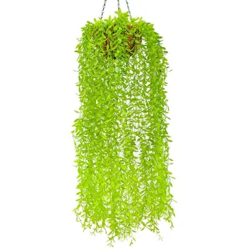 Изкуствени пластмасови растения висящи листа плачещи върба таван ратан декорация на дома хол балкон растение стена пейзаж