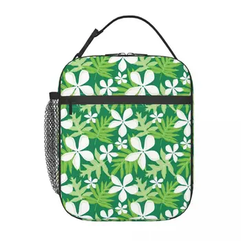 Изолирана чанта за обяд Тропическа флорална преносима охладителна чанта Пикник зелен лист кутия за обяд за студентски дизайнер термични чанти