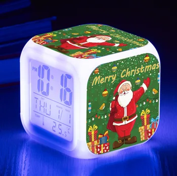 карикатура Коледа Коледа цветен квадратен будилник LED цифров будилник творчески електронен подарък