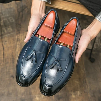 Класически мъжки ежедневни мокасини Обувки за шофиране Moccasin 2023 Мода Мъжки удобни летни кожени обувки Мъжки мързеливи обувки с пискюл