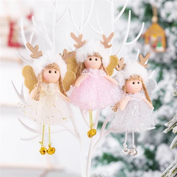 Коледа ангел плюшена кукла висулки коледно дърво камина врата висящи декорации парти орнаменти за дома спалня Нова година подаръци