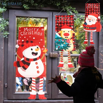 Коледа висящи флаг веранда врата врата банер коледни украси за дома орнаменти Коледа подаръци Нова година декор