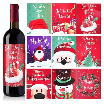 Коледно парти бутилка стикери водоустойчив празнично вино етикети сладък вино бутилка етикети Коледна и новогодишна парти консумативи
