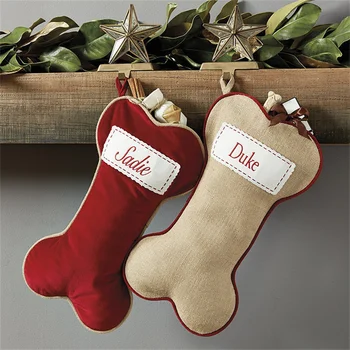 Кучешка кост Коледни чорапи Коледна украса Начало Коледни чорапи Новогодишни подаръци Чанти за бонбони за домашни любимци