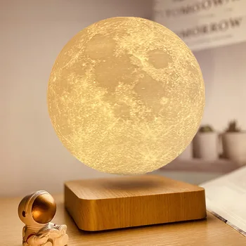 Левитираща луна Маглев Лунна лампа 3D печат Луна 14 см 18 см Три цвята регулируема магнитна левитация лунна светлина Коледен подарък