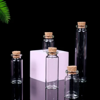 Малки бутилки с коркови запушалки Малки флакони Прозрачни стъклени буркани Капаци Контейнер за съхранение на художествени занаяти DIY парти декор Сватбена услуга
