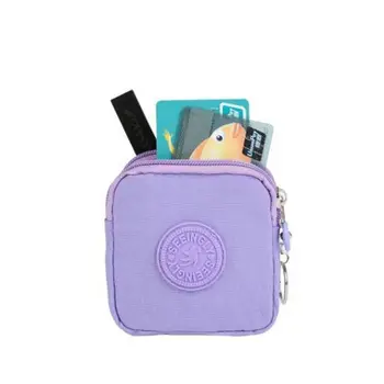 Многофункционален мини двуслоен портфейл плътен цвят монета чанта с цип мода кредитна карта ключове слушалка съхранение чанта