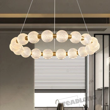 Модерни магически боб LED таван полилеи висулка лампа за хол спалня стъклена топка висящи светлина блясък декор тела