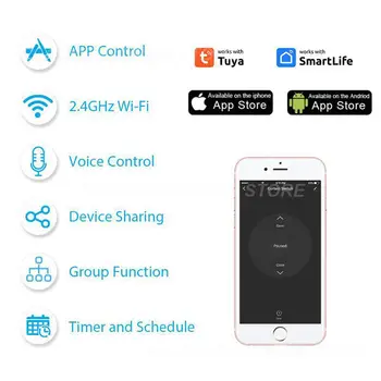 Модул за гласово управление Tuya App Control Ролетни щори Дистанционно управление на затвора 3a Rf433 превключвател