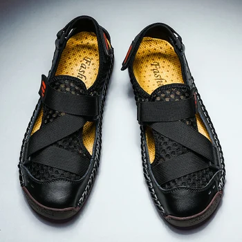 Мъжки сандали Летни джапанки Чехли Кожени класически сандали Външни трекинг сандали Удобни мъже Плажни кожени обувки38-48