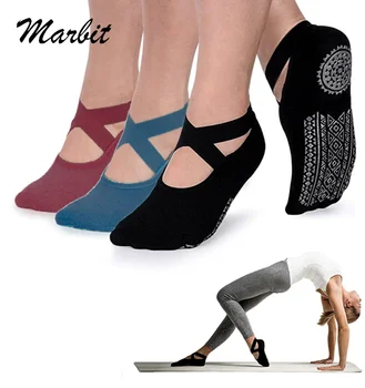 Неплъзгащи се дръжки презрамки превръзка памук чорап идеален за пилатес йога чорапи за жени чист баре балет танц бос тренировка