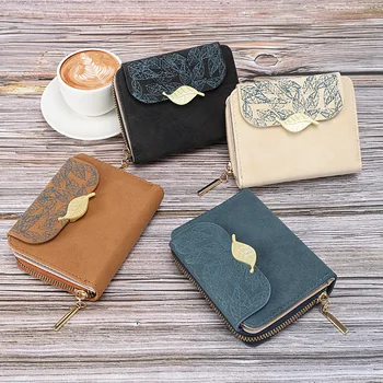 Нов дамски къс отпечатан цвят чантата мида цип женски карта чанта монета чанта дамски портфейл