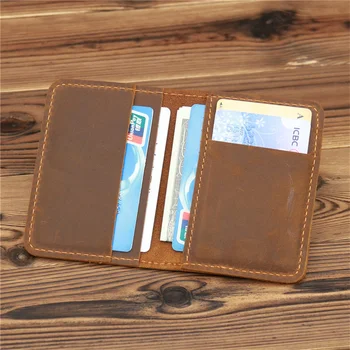 Нов мъжки притежател на карти портфейл кожа минималистичен персонализиран малък тънък чантата тънък мини кредитна карта банка лична карта притежателя портфейл