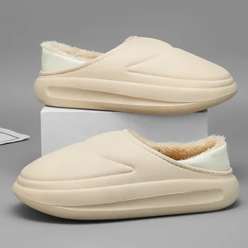 Нов памук Ева мъжки чехли плюс кадифе сгъстяване причинно-следствена домашна чехъл за мъже водоустойчив открит сняг обувки нехлъзгащи мода