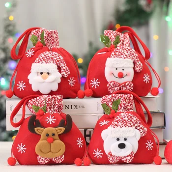 Нова Коледа Дядо Коледа чувал деца Коледа подаръци бонбони чорап чанта изящни Дядо Коледа отпечатани бельо Коледа бонбони чанта