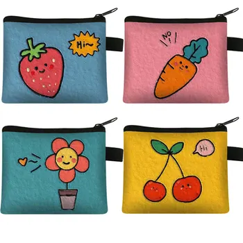 Нови момичета монета чанта творчески ананас ягода слънчоглед плодове форма жени преносим малък прекрасен джоб портфейл съединител чанта