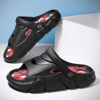 Нови стилни мъже плажни чехли сандали с двойна употреба пързалки нехлъзгаща платформа удобни летни обувки мода жени чехли на открито